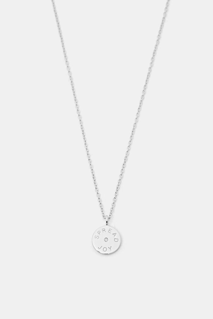 Engraved pendant necklace, sterling silver