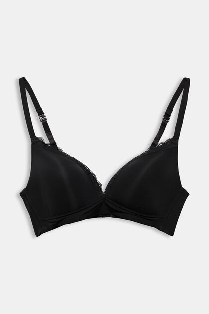 Padded, non-wired soft bra, BLACK, overview