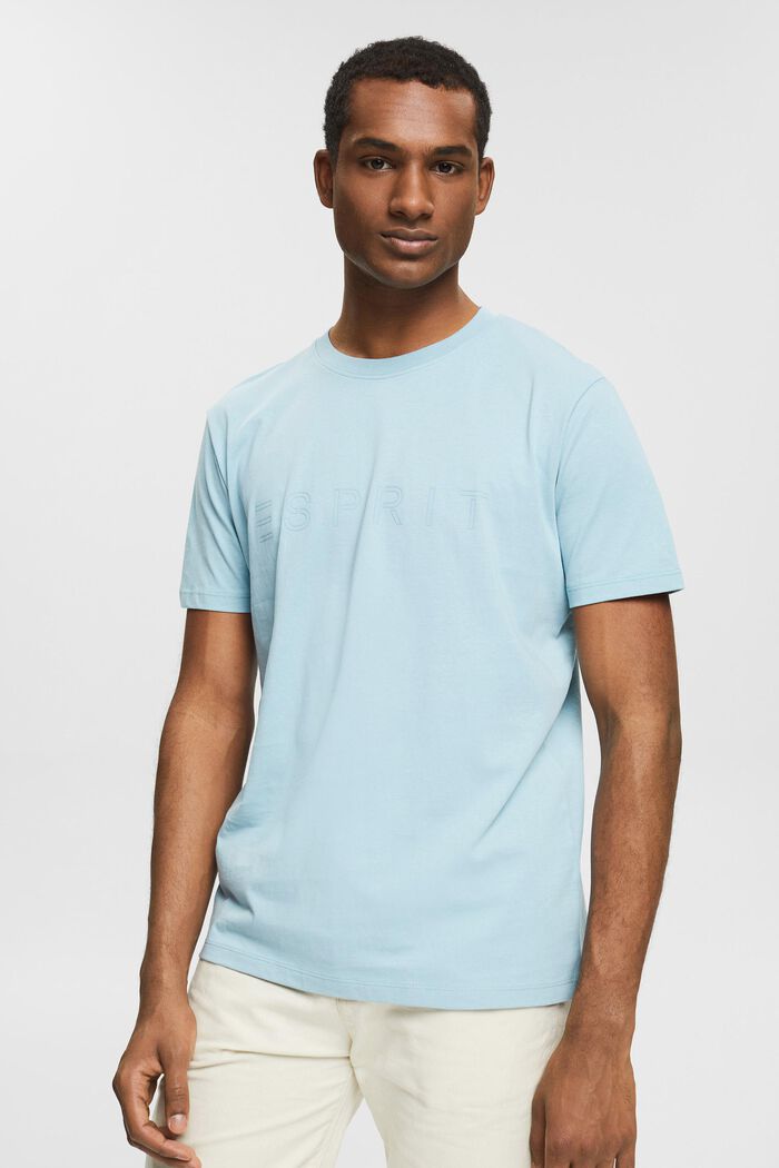 Jersey T-shirt with a logo print, LIGHT TURQUOISE, detail image number 0