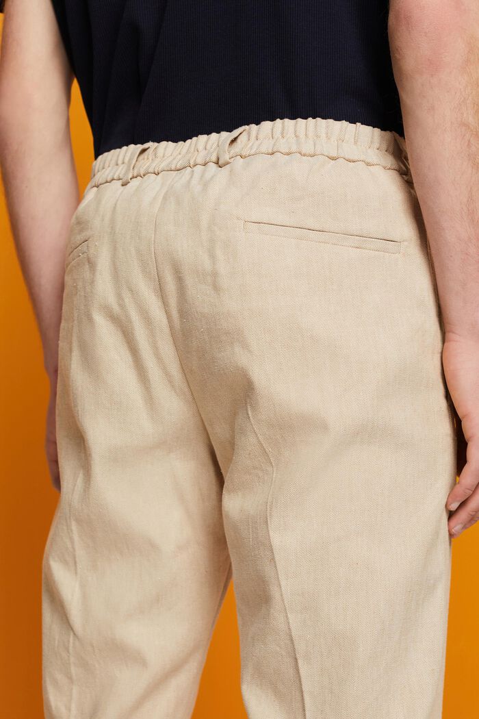 Slim fit trousers in a cotton-linen blend, KHAKI BEIGE, detail image number 2