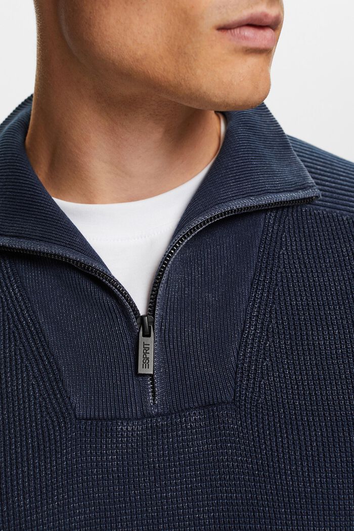 Half-zip jumper, 100% cotton, NAVY, detail image number 2