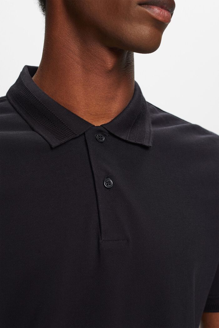 Pima Cotton Piqué Polo Shirt, BLACK, detail image number 1