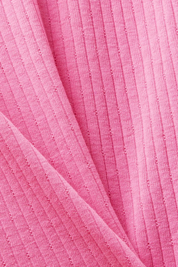Scoop Neck Pointelle T-Shirt, NEW PINK FUCHSIA, detail image number 5