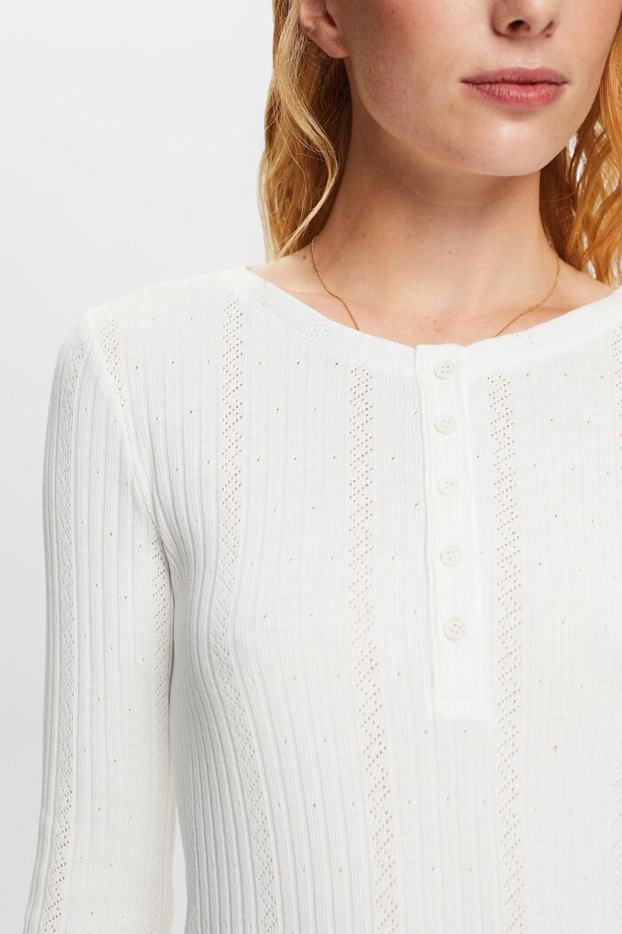 Ribbed Cotton-Blend Shirt, OFF WHITE, detail image number 2