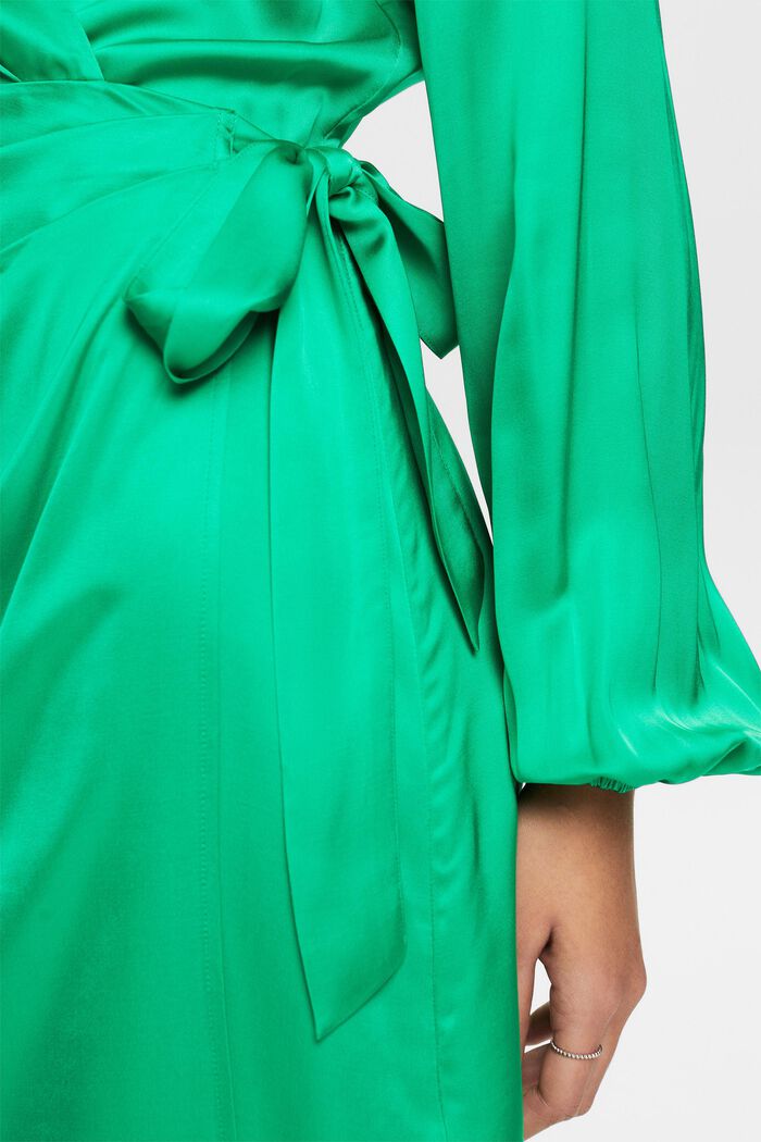 Wrap Satin Mini Dress, GREEN, detail image number 3