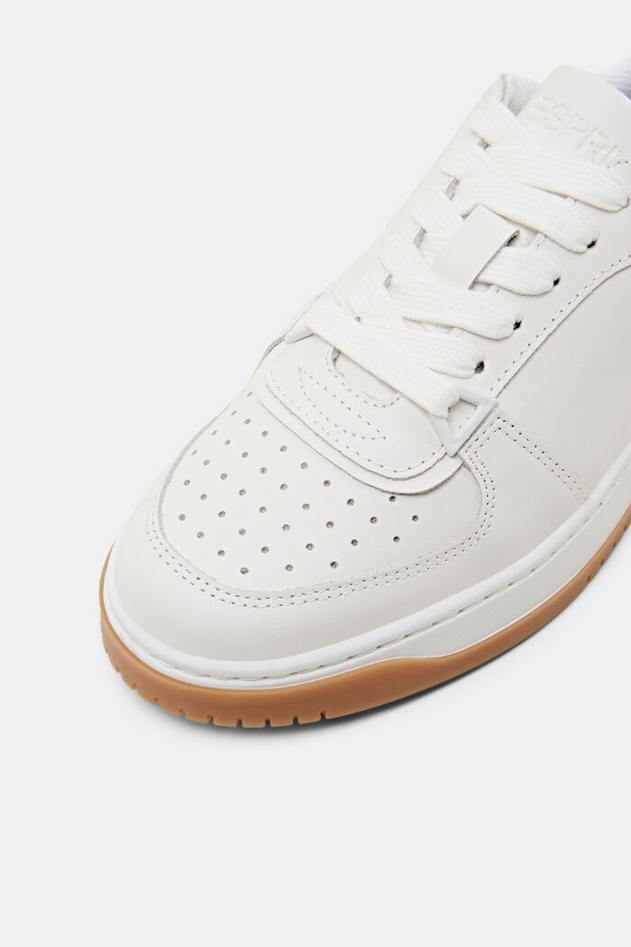 Leather Lace-Up Sneakers, WHITE, detail image number 3
