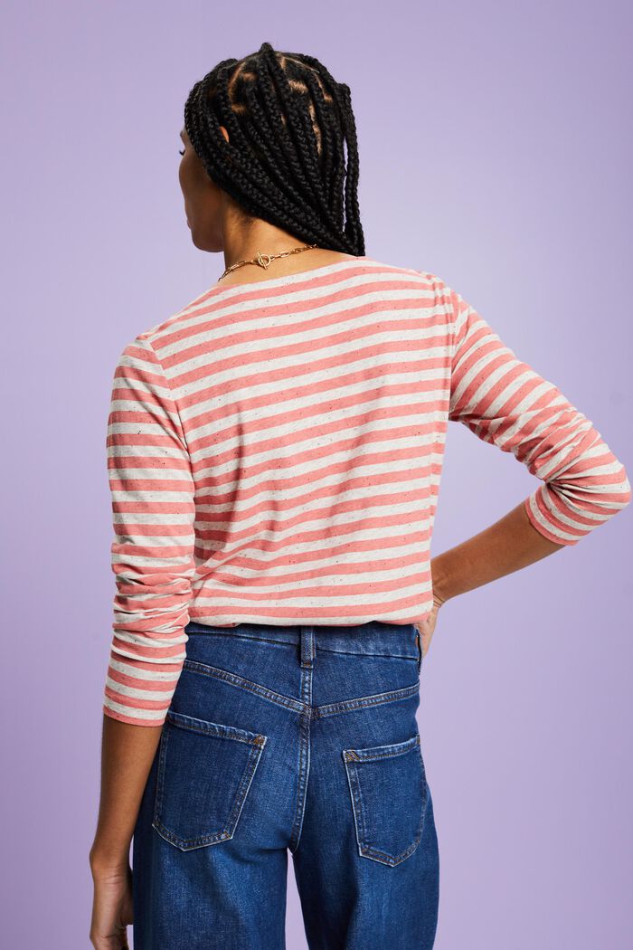 Striped Jersey Long Sleeve Top, PINK, detail image number 3