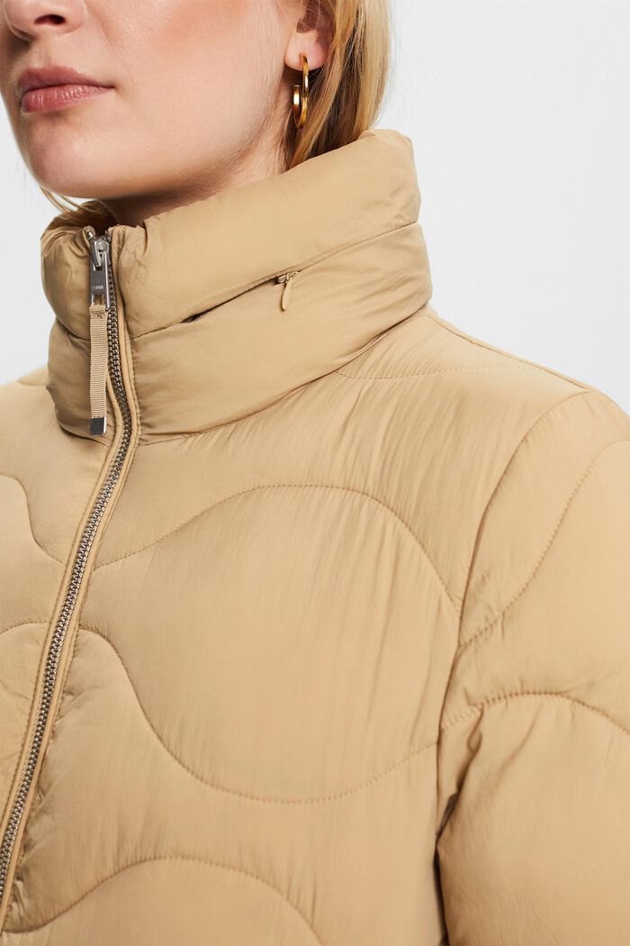 Quilted Coat, KHAKI BEIGE, detail image number 1