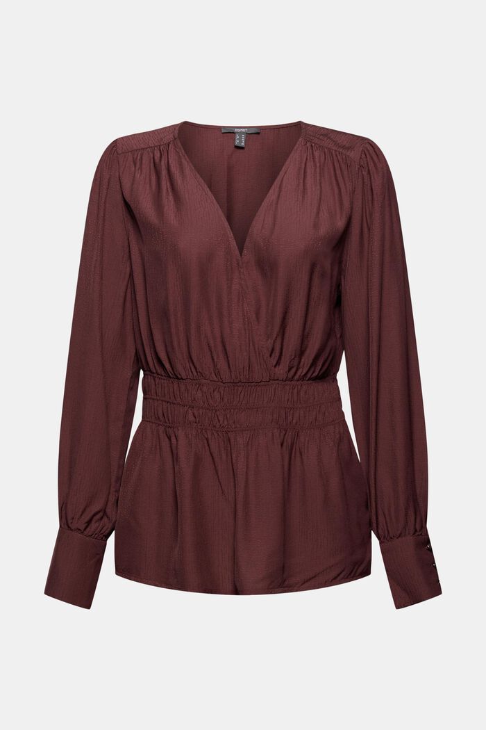 Wrap-over effect blouse, LENZING™ ECOVERO™, BORDEAUX RED, detail image number 7