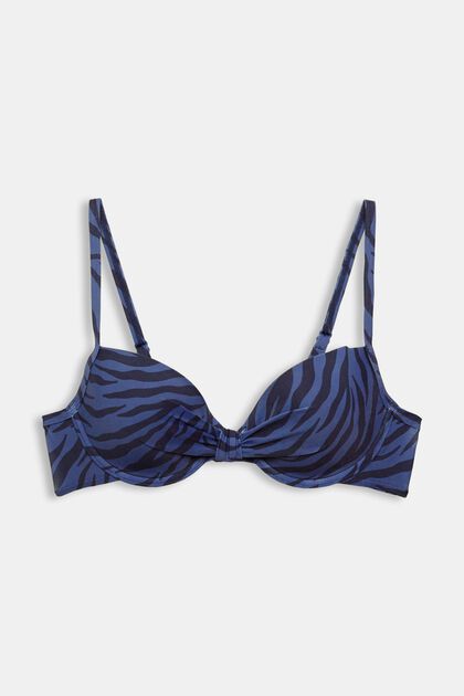 Made of recycled material: padded underwire bikini top with a print