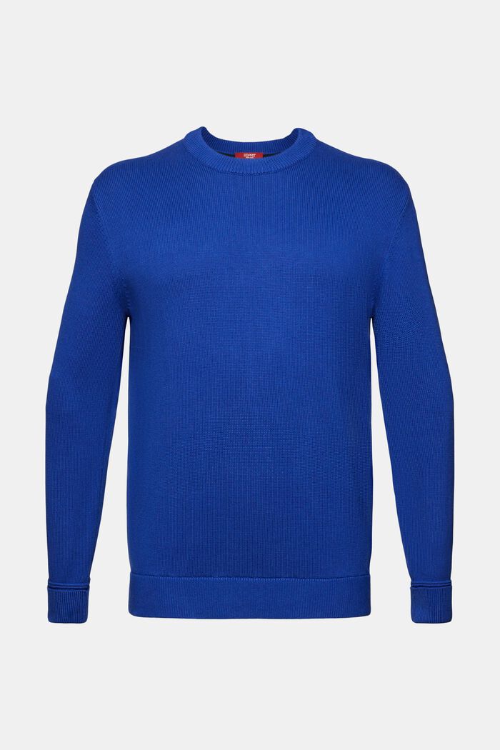 Cotton Crewneck Sweater, BRIGHT BLUE, detail image number 6