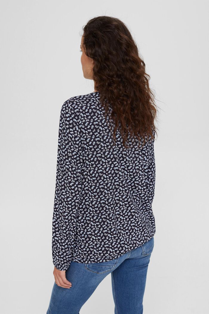Print blouse with LENZING™ ECOVERO™, NAVY, detail image number 3