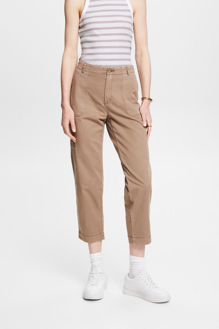 Capri trousers in pima cotton, TAUPE, detail image number 0