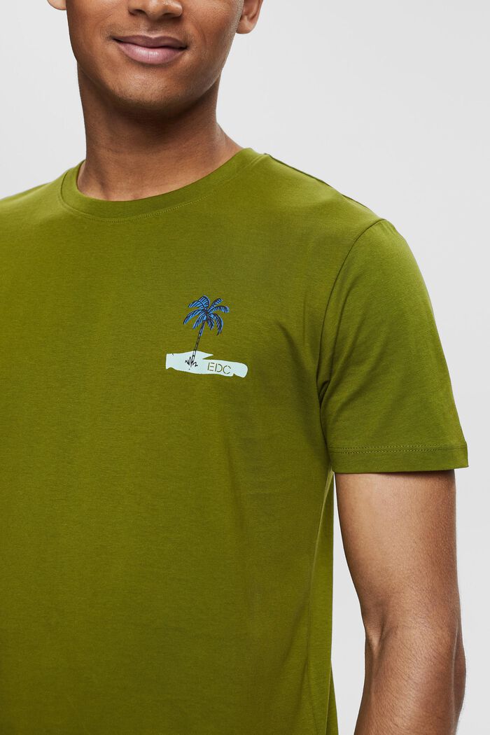 Jersey T-shirt with a small printed motif, LEAF GREEN, detail image number 1