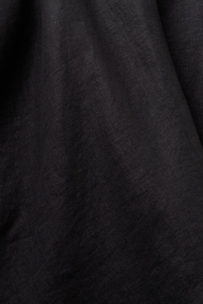 Linen A-Line Midi Skirt, BLACK, detail image number 5
