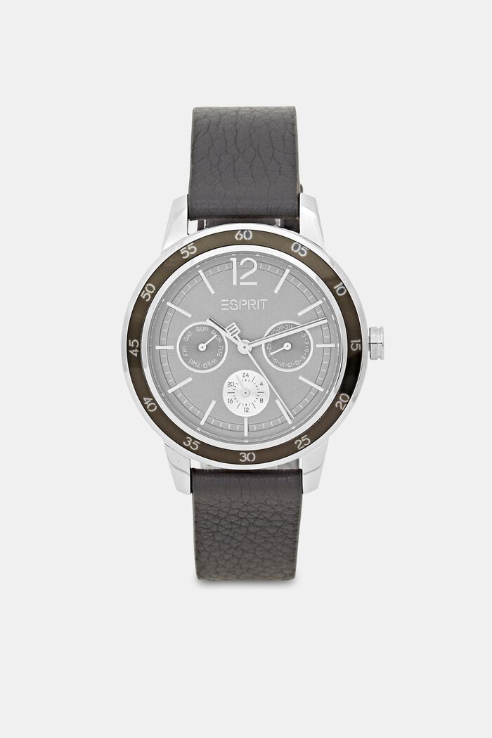 Multi-functional watch with a leather strap