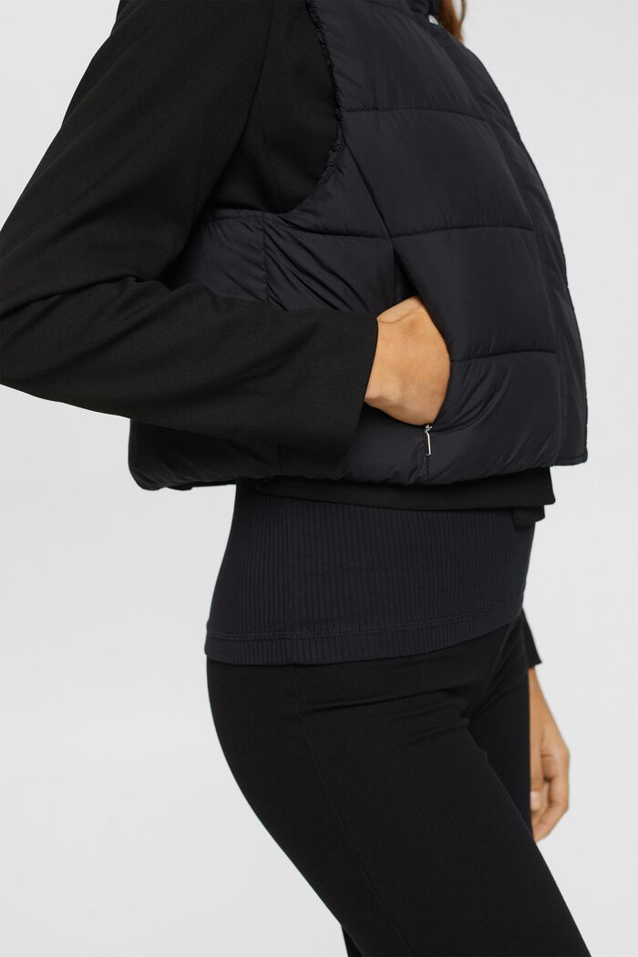 Cropped, quilted body-warmer, BLACK, detail image number 2