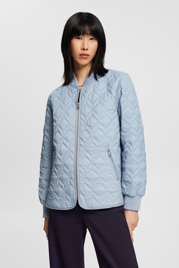 Quilted jacket with rib knit collar, LIGHT BLUE LAVENDER, detail image number 0