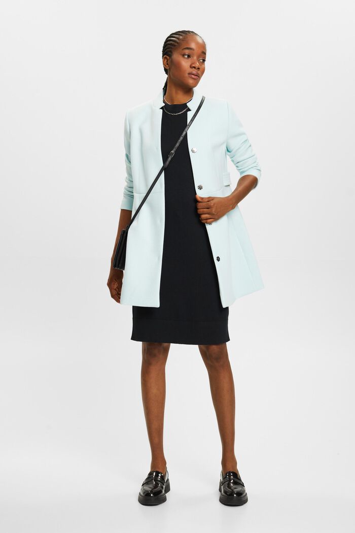 Waisted coat with inverted lapel collar, LIGHT AQUA GREEN, detail image number 1