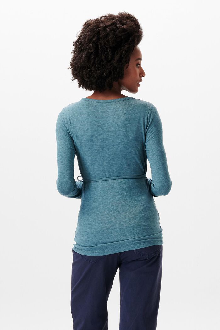 Long-sleeved jersey top with buttons, TEAL BLUE, detail image number 3