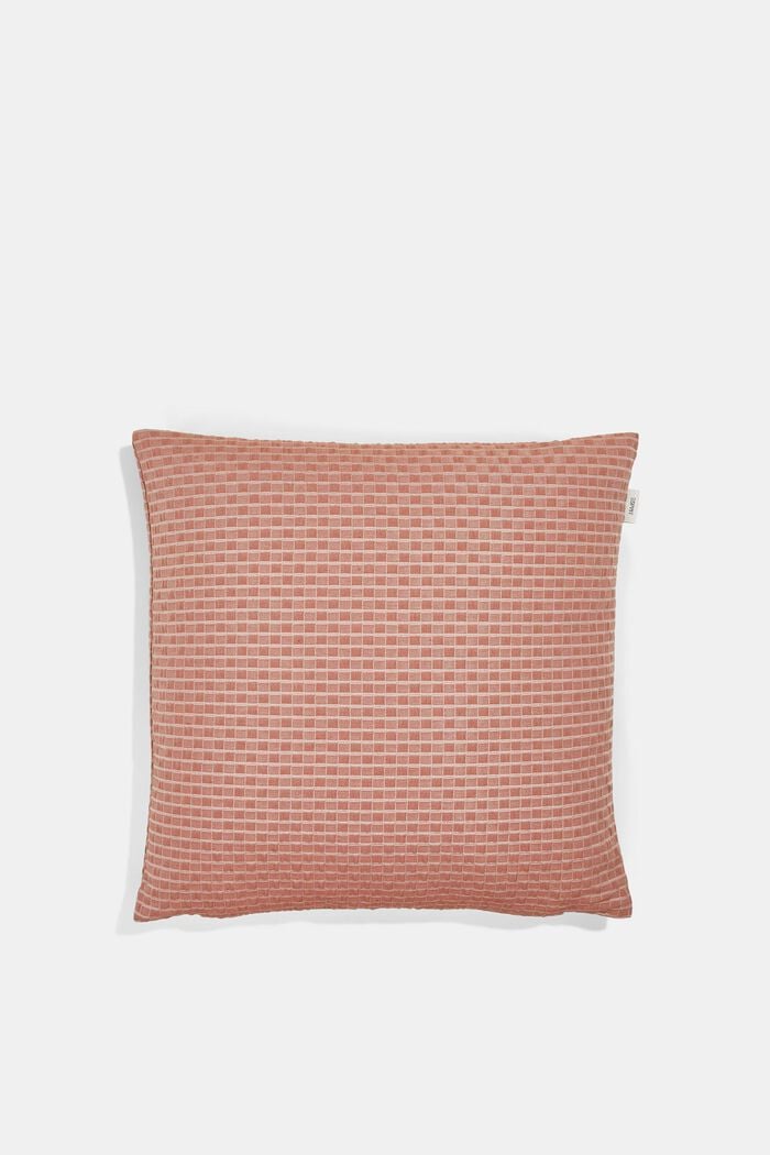 Recycled: Cushion cover with a 3D check pattern, BRONZE, overview