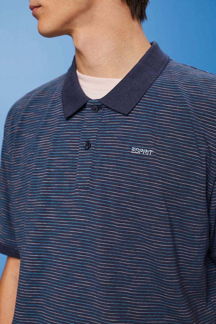 Mélange striped polo shirt, NAVY, detail image number 2