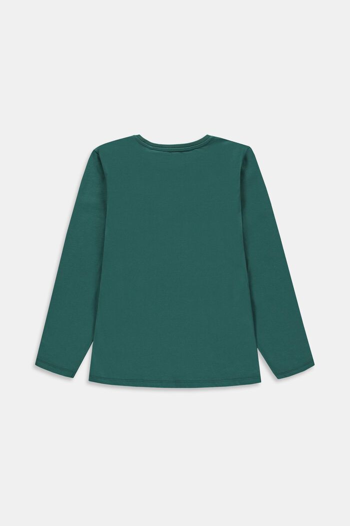 Long-sleeved top with logo, TEAL GREEN, detail image number 1