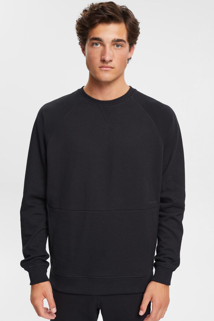 Textured sweatshirt, BLACK, detail image number 0