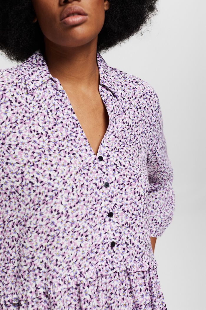 Mille-fleurs blouse with a frilled edge, LILAC, detail image number 2