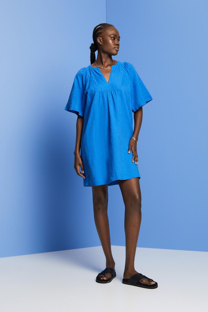 Mini dress, cotton-linen blend, BRIGHT BLUE, detail image number 4