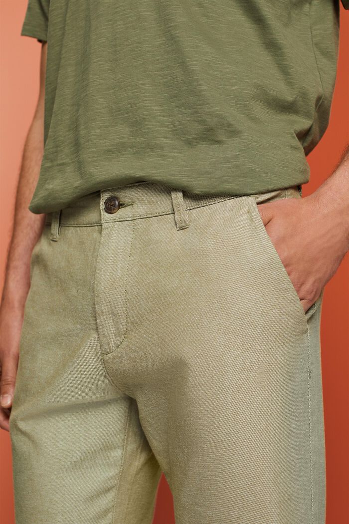 Structured chino trousers, 100% cotton, OLIVE, detail image number 2