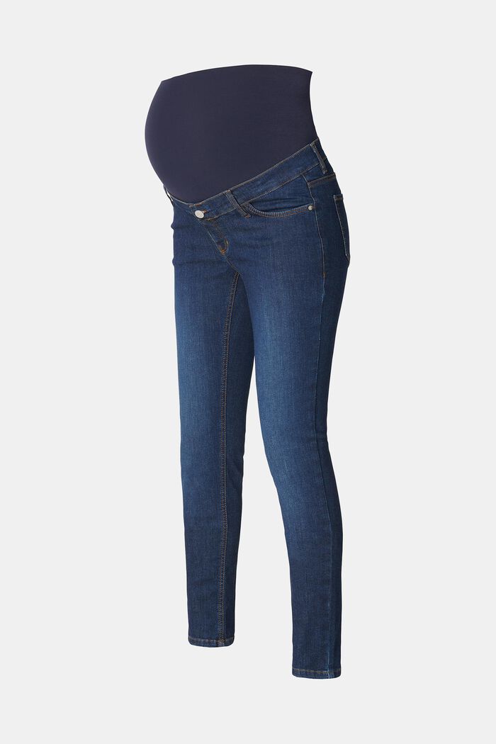 Skinny fit jeans with over-the-bump waistband, BLUE DARK WASHED, detail image number 4