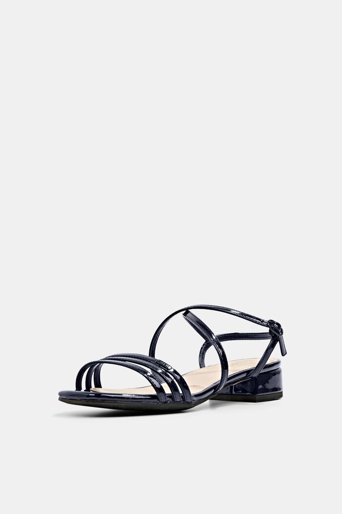 Strappy sandals made of faux patent leather, NAVY, detail image number 1