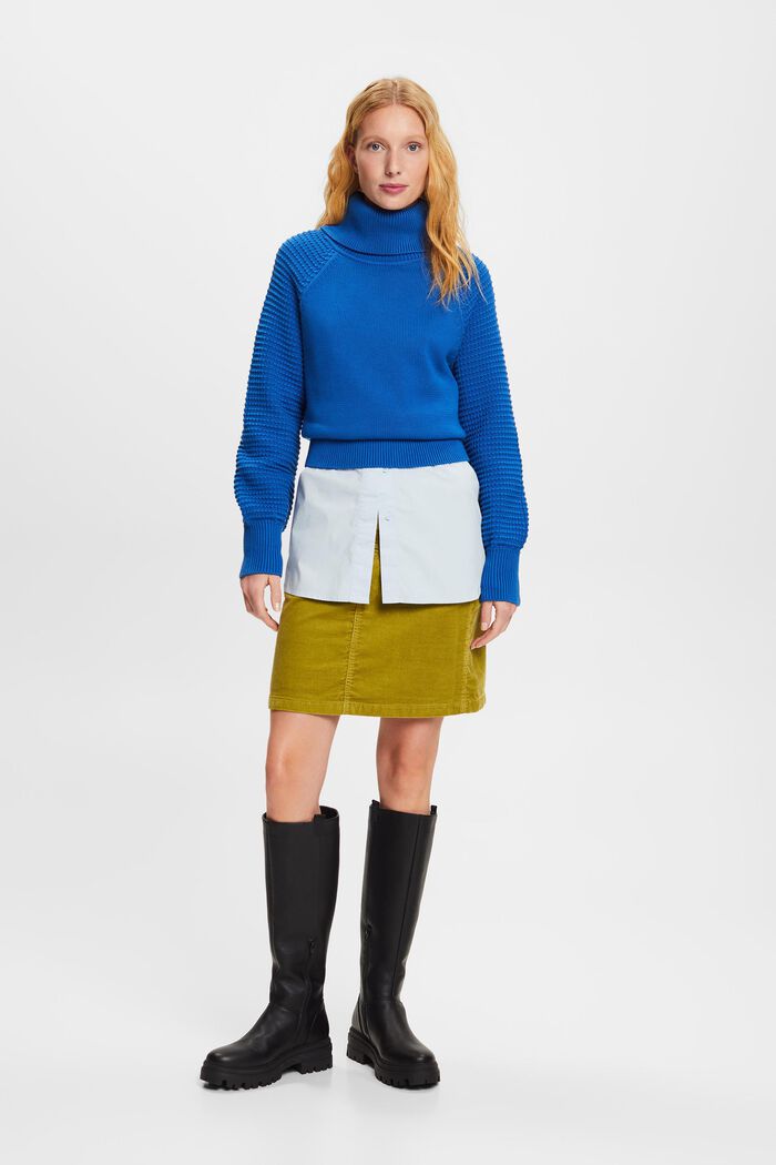 Cotton Turtleneck Sweater, BRIGHT BLUE, detail image number 0