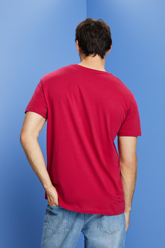 Sustainable cotton t-shirt with chest pocket, DARK PINK, detail image number 3