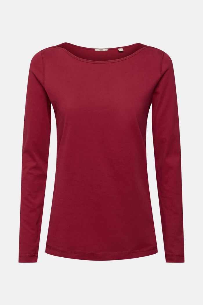 Long sleeved boat neck top, CHERRY RED, detail image number 5