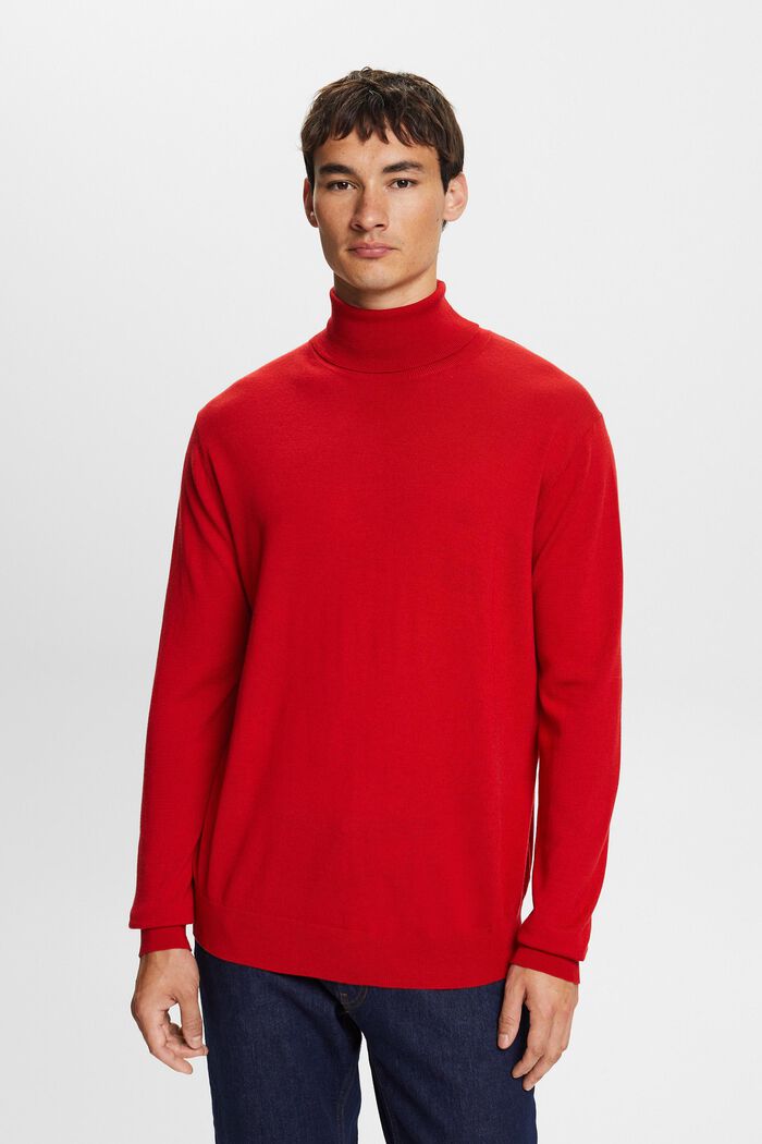 Merino Wool Turtleneck Sweater, DARK RED, detail image number 1