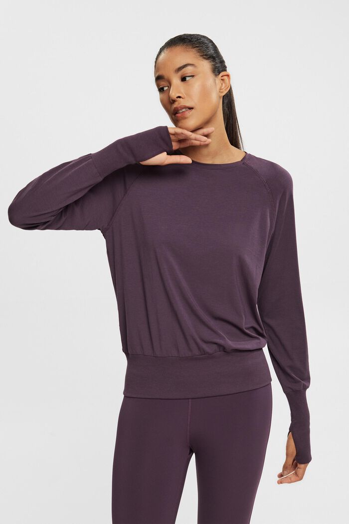 Long sleeve top with thumb holes, AUBERGINE, detail image number 4
