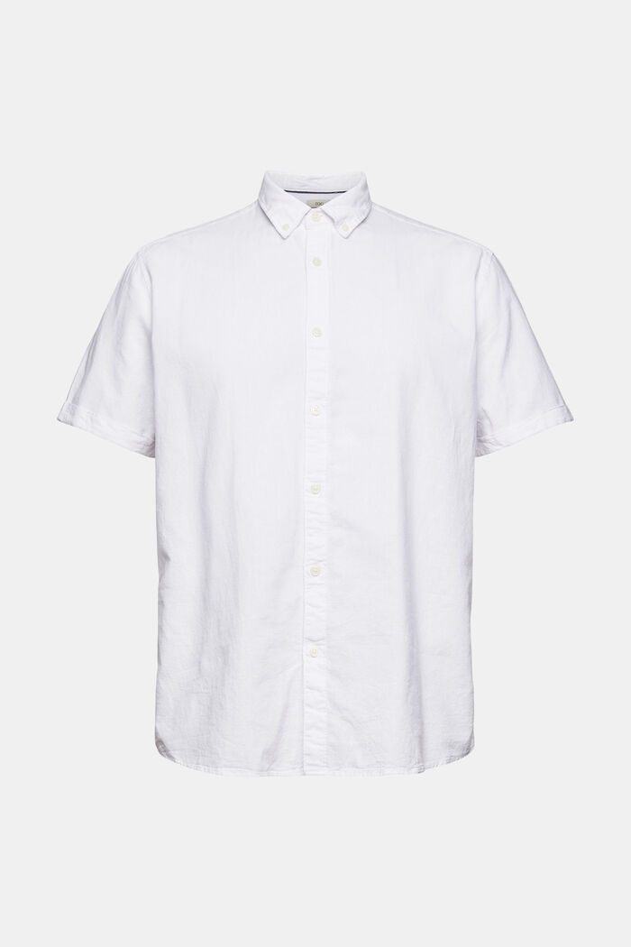 Blended linen short sleeved button-down shirt