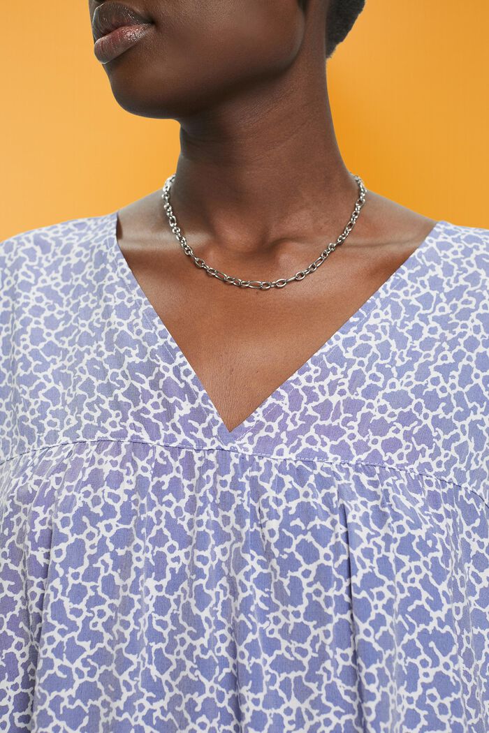 Patterned V-neck blouse, INK, detail image number 2