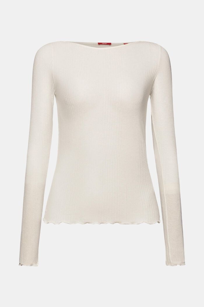 Sheer Ribbed Top, OFF WHITE, detail image number 6