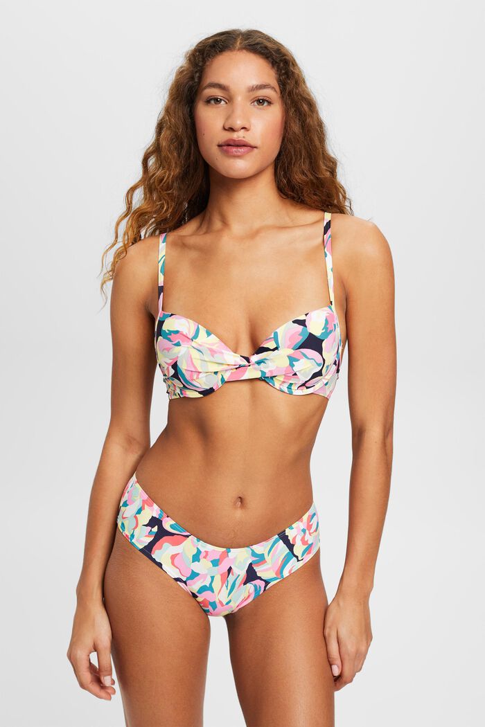 Hipster-style bikini bottoms with floral print, NAVY, detail image number 0