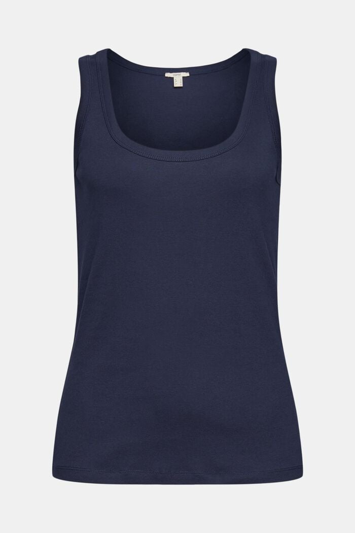 Basic sleeveless top made of 100% organic cotton, NAVY, overview