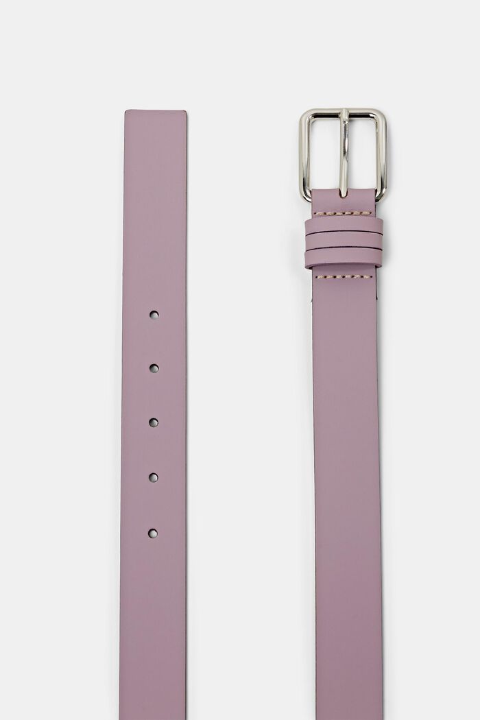 Leather belt with metal buckle, LILAC, detail image number 1