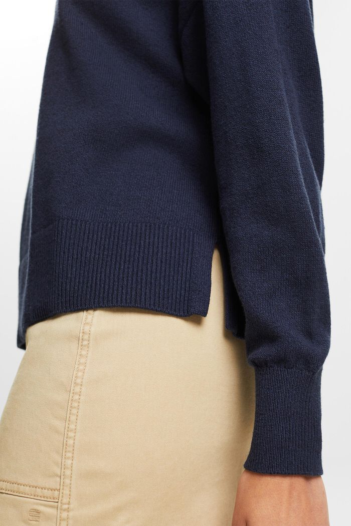 Cotton-Linen Sweater, NAVY, detail image number 3