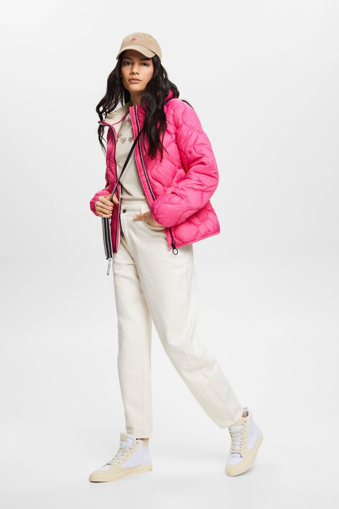 Quilted jacket with drawstring hood, PINK FUCHSIA, detail image number 1