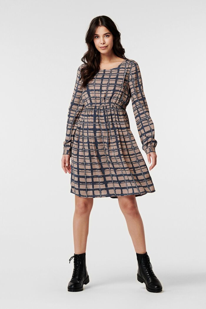 Patterned midi dress with nursing function, TAUPE GREY, detail image number 1