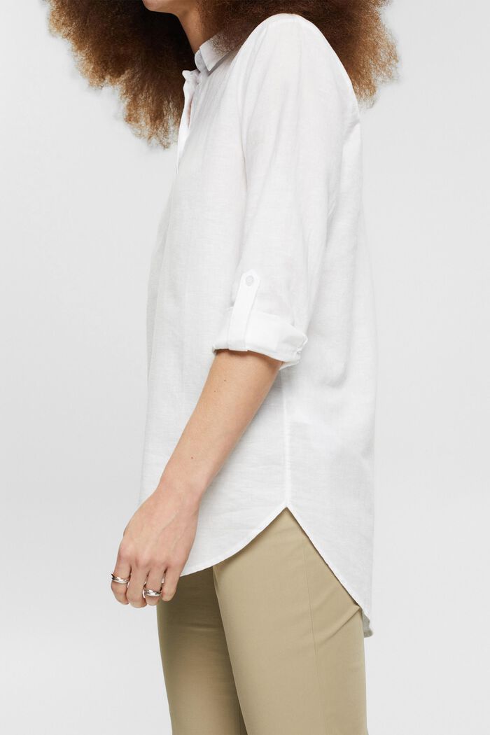 Linen blend oversized blouse, WHITE, detail image number 1