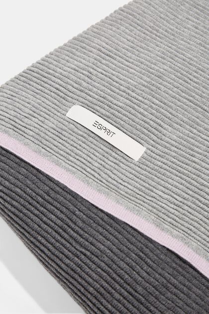 Textured knit plaid, 100% cotton, GREY, overview