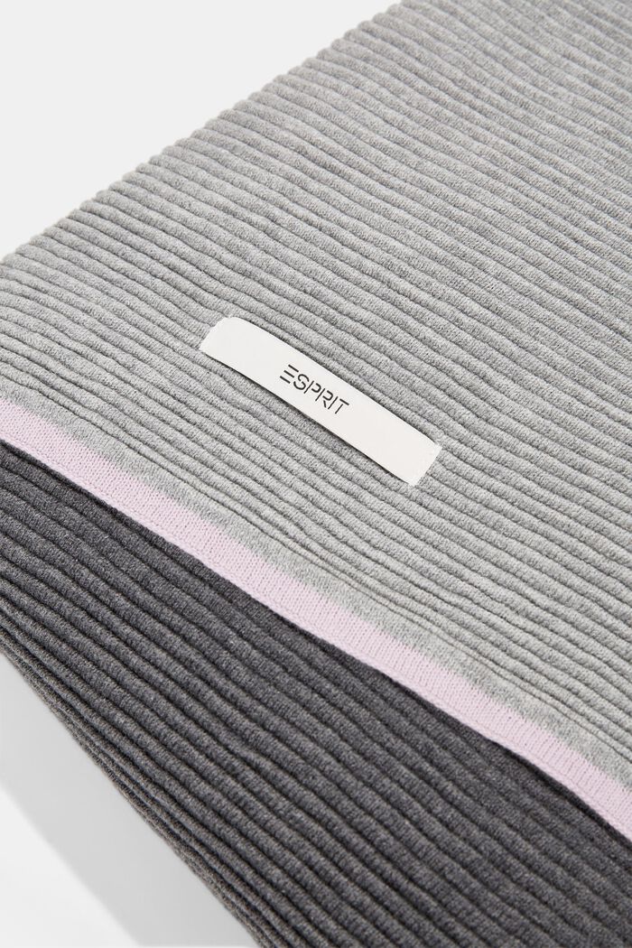 Textured knit plaid, 100% cotton, GREY, detail image number 1